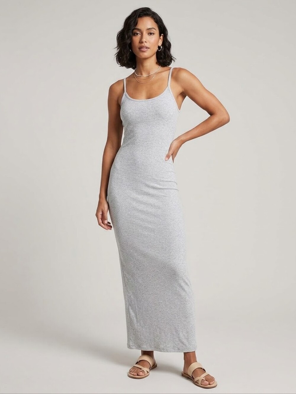 aerie Light Gray Scoop Neck Maxi Dress